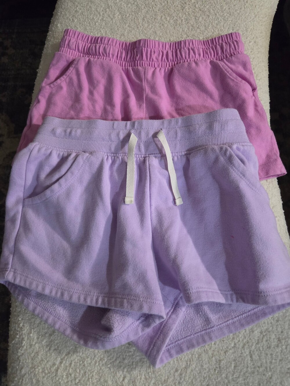 Cat & Jack Girl's Shorts 2-Pair Bundle Size M (8) Pink and Purple Drawstring